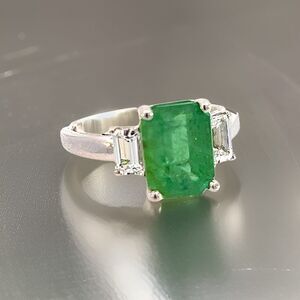 Natural Emerald Sapphire Ring 6.25 14k Gold 3.49 TCW Certified $4,970 310641